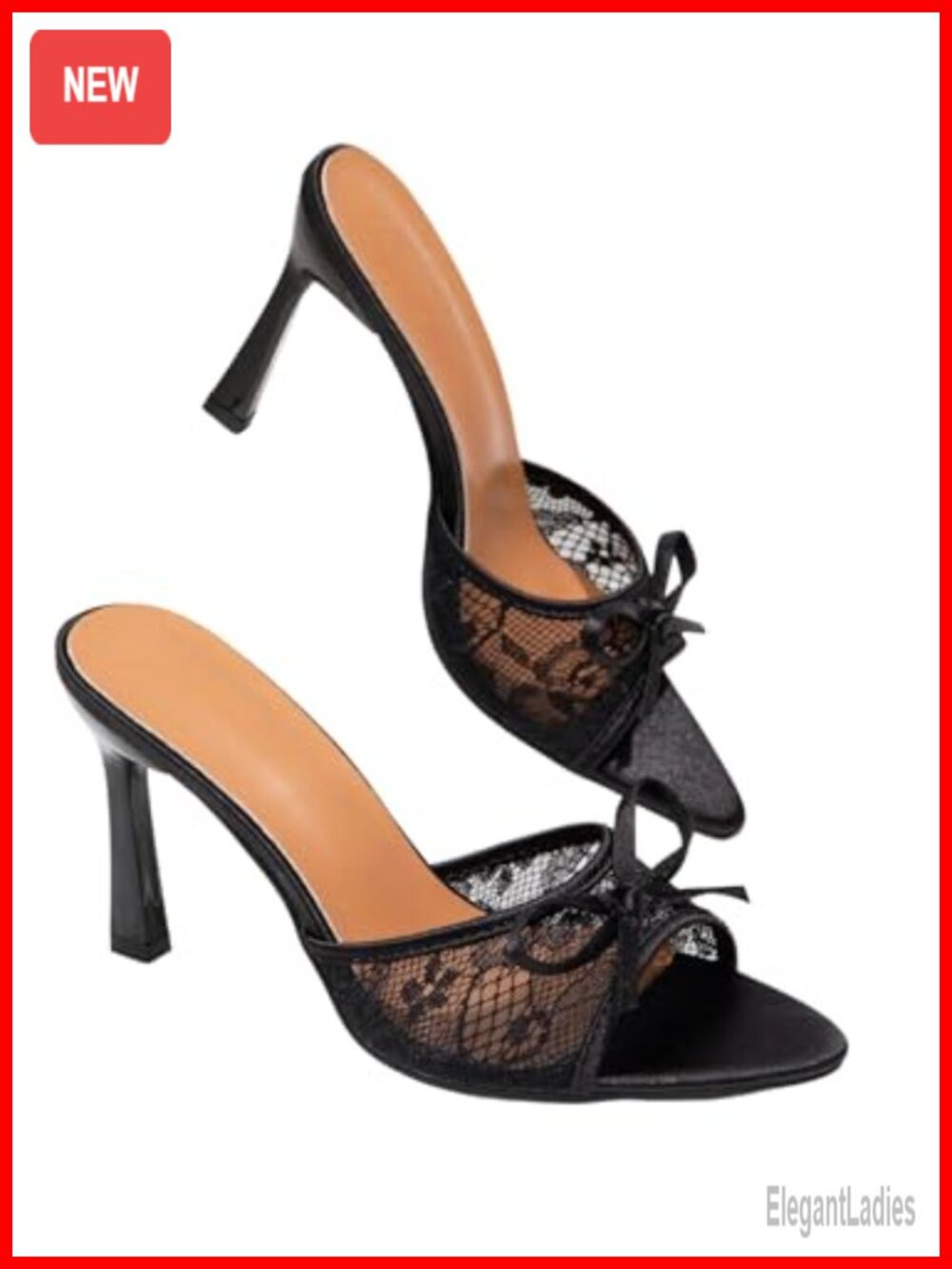 Women's Bow Kitten Heel Mesh Sandals Slip On Dressy Party Shoes